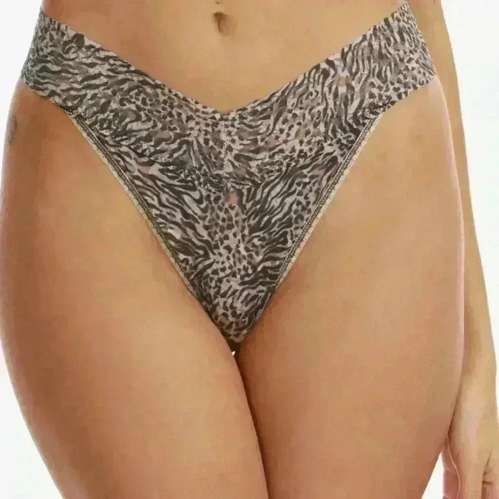 Hanky Panky Printed Signature Lace low Rise Thong Leopard Animal kingdom NWOT )